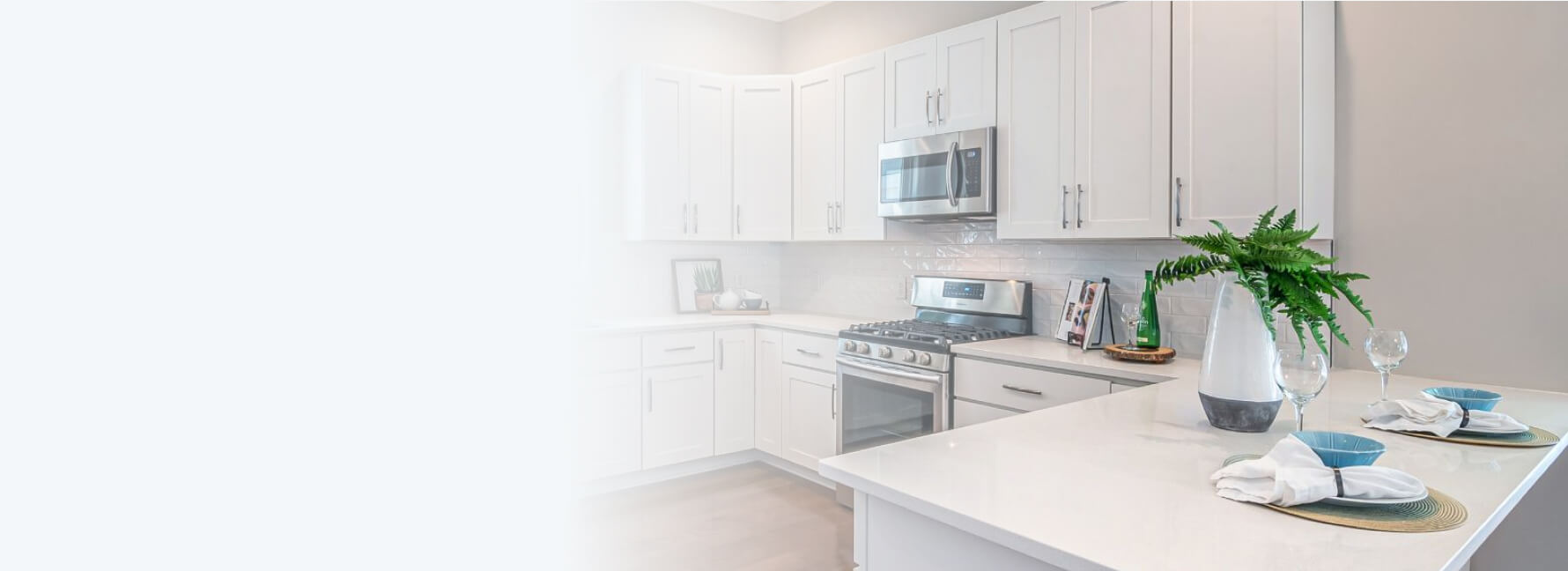 bright kitchen with wooden floor