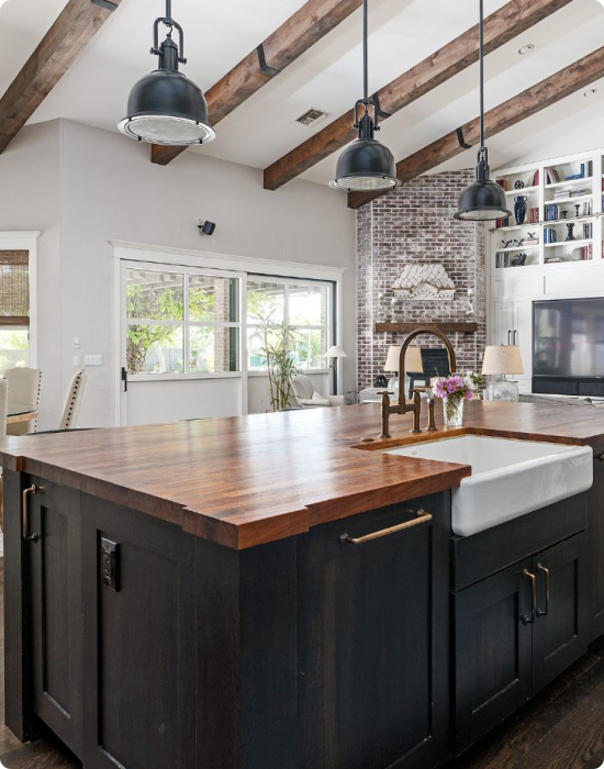 wooden kitchen counter