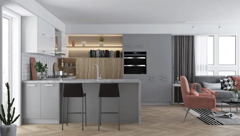 Kitchen cabinet Grand Style Matte Grey Matte White 1