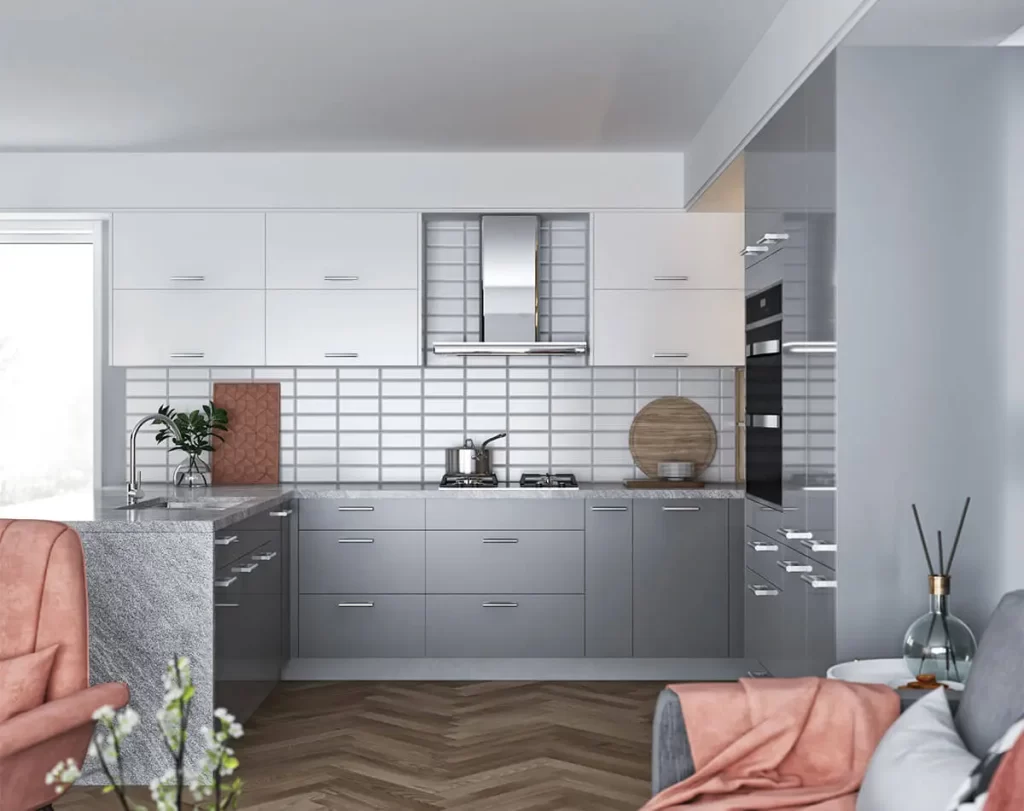 Kitchen cabinet Grand Style Matte Grey Matte White 2