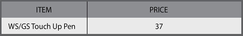 Touch Up Pen table