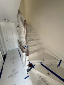 Floor Protection We use Guardia self adhesive protective matting rolls along all pathways leading from the bathroom to the exit