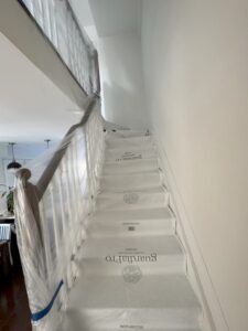 stair and step protection We use Guardia self adhesive protective matting rolls along all pathways leading from the bathroom to the exit