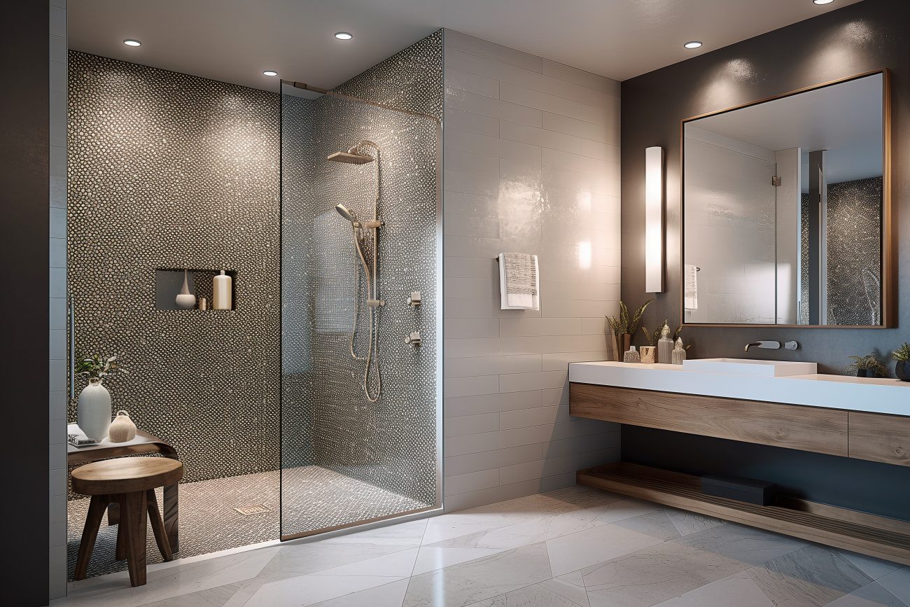 Bathroom Renovation Markham wooden stool shower 1300x867