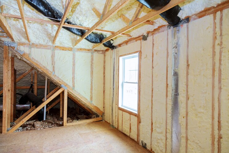 attick loft insulation partly isolated wall