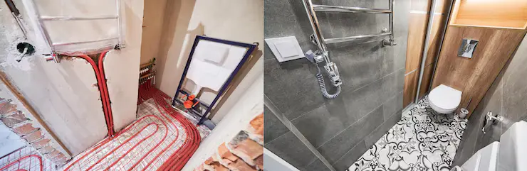 heated floor before after renovation