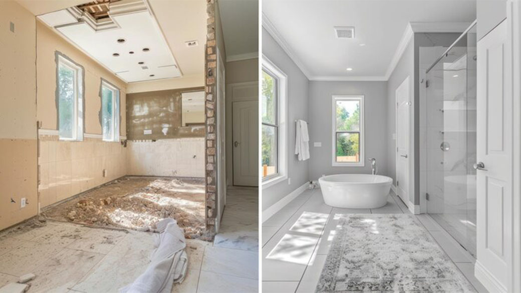 before after bathroom remodeling project