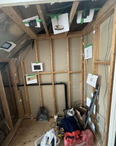 Steam shower layout planning with placement templates for controls steam head and rain shower