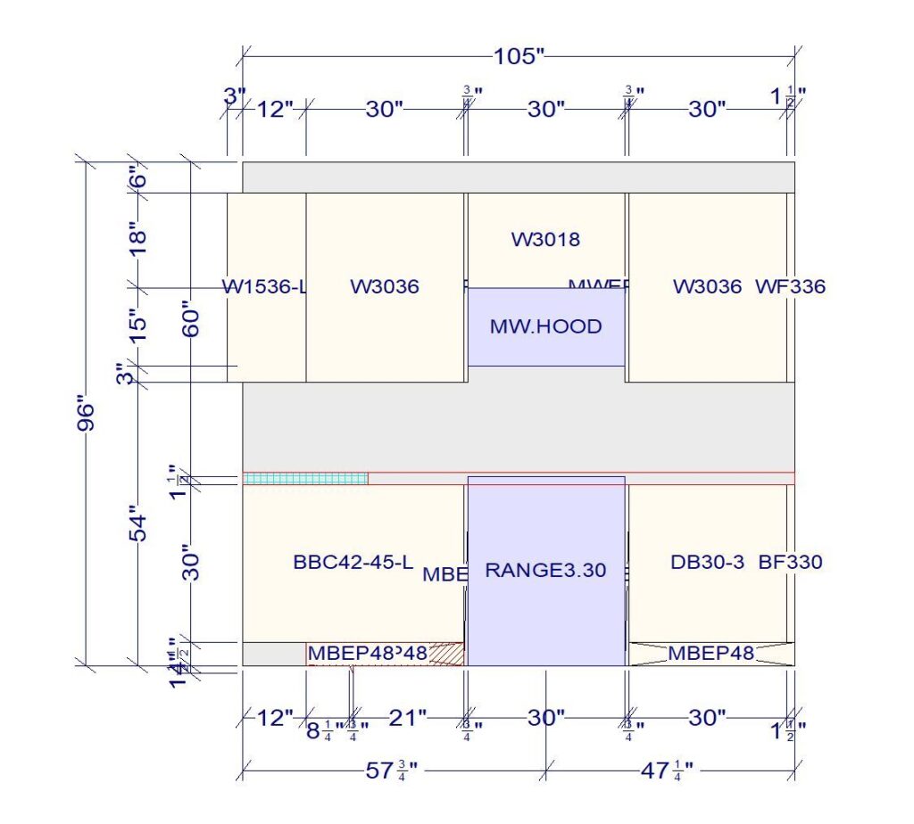kitchen wall elevation drawing for condo kitchen renovation