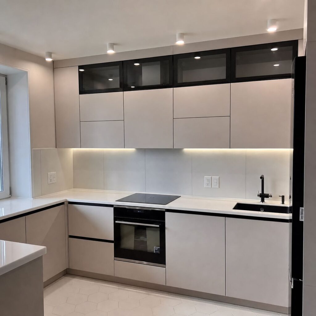 magic reno modern beige kitchen condo renovation toronto