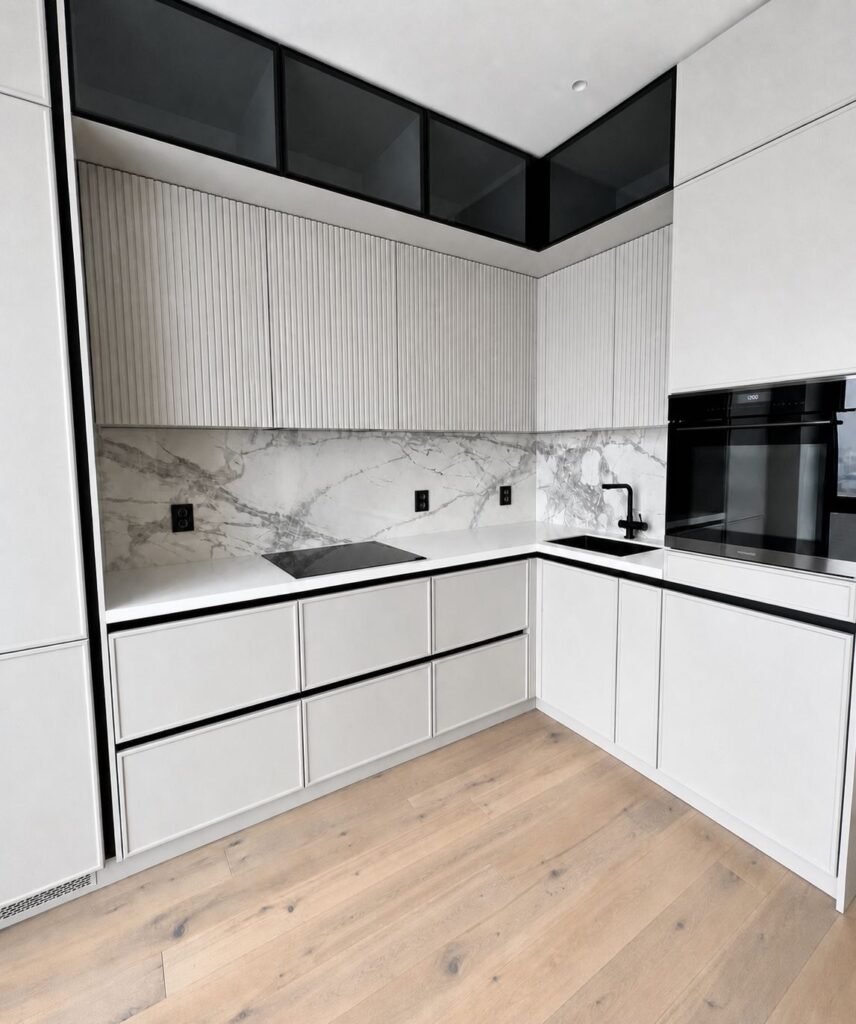 magic reno white fluted kitchen marble backsplash toronto