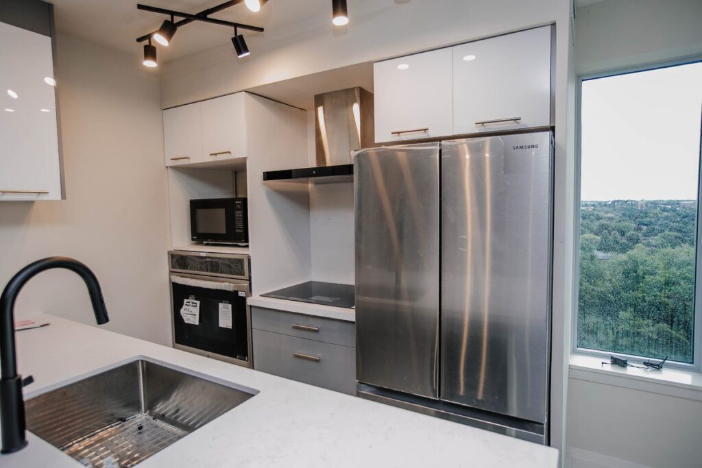 condo kitchen samsung fridge lg wall oven cooktop scarborough renovation toronto