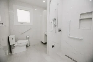 tub to shower conversion curbless entry linear drain 03