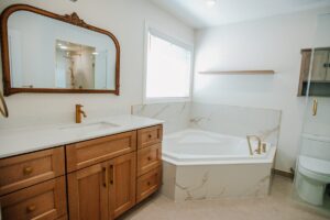 master bathroom renovation bolton corner tub vanity wide view 01