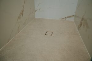 walk in shower floor drain bolton stone look porcelain tile 08